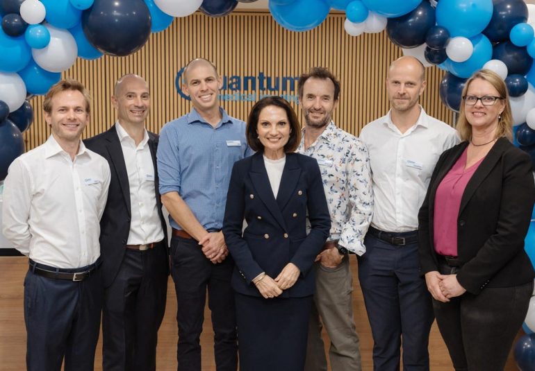 Quantum Medical Imaging Coolum team with Sunshine Coast Mayor Rosanna Natoli at official opening in front of clinic entrance